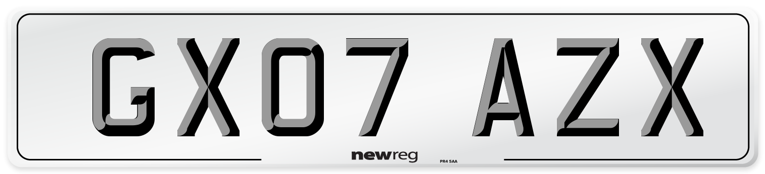 GX07 AZX Number Plate from New Reg